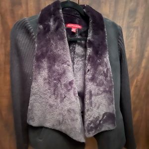 Saks brand faux fur-lined cardigan / jacket. Size M